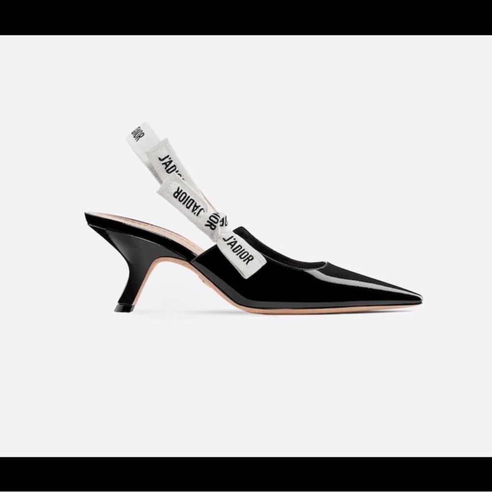 Authentic Christian Dior J’Adior Slingback black patent leather pumps. Size 38